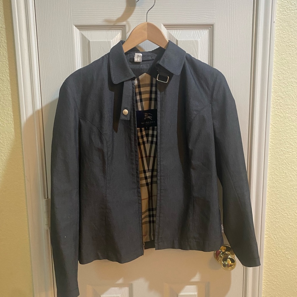Burberry Grey Motorcycle Jacket Size Small Good Condition